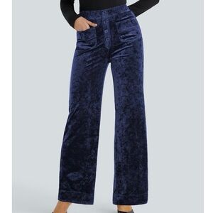 High Waisted Straight Leg Halara Velvet Casual Pants Small regular NWT